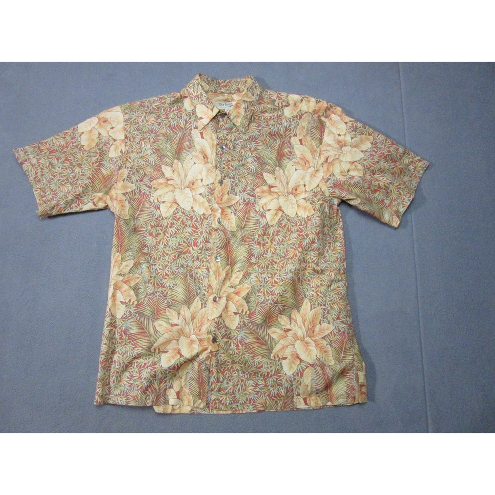 Vtg Tori Richard Shirt Mens Medium Beige Red Floral Tropical Hawaiian Aloha